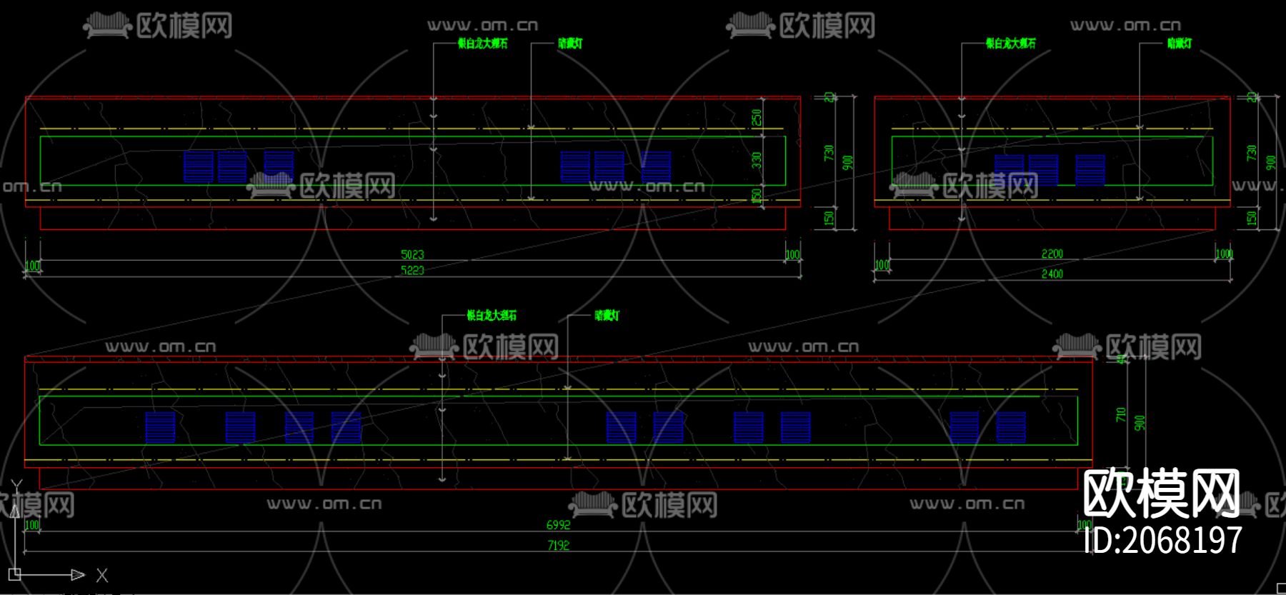 厨房岛柜施工CAD图下载（渲染图4）