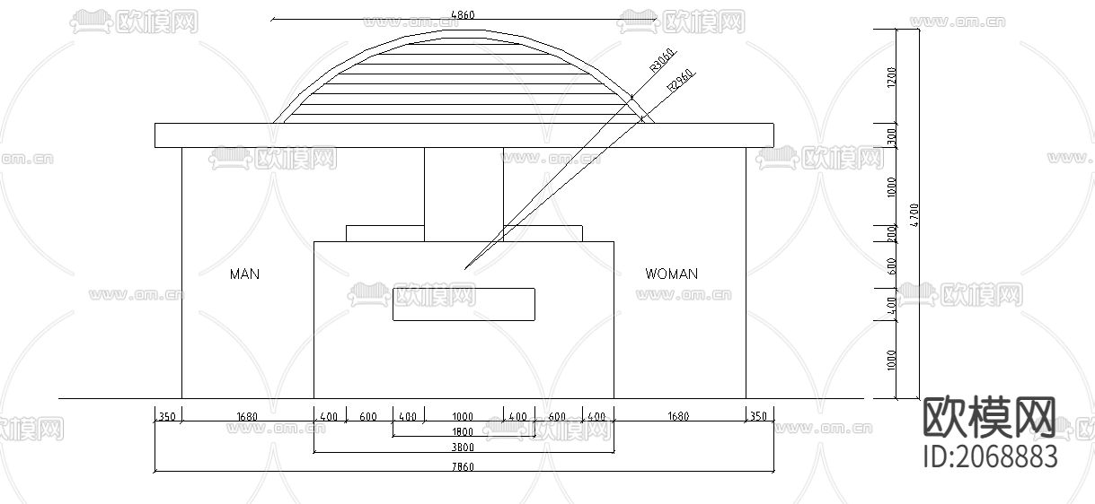 生态卫生间平立面CAD图下载（渲染图4）