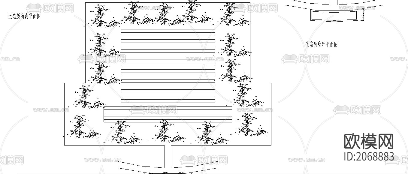 生态卫生间平立面CAD图下载（渲染图1）