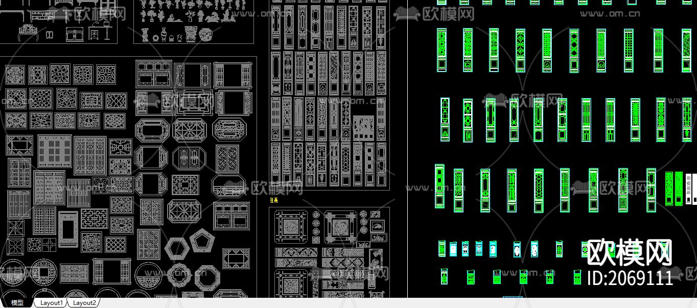 中式雕花CAD图库下载（渲染图1）