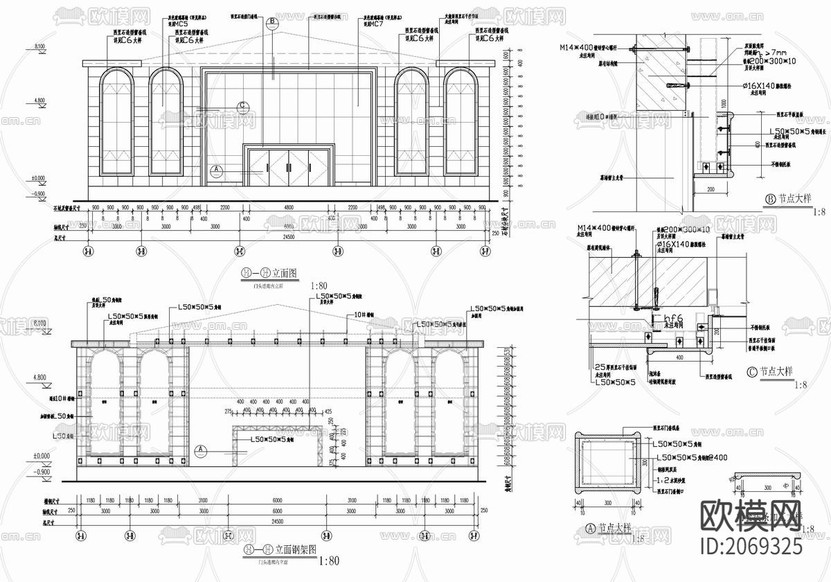 會議中心歐式建筑CAD外立面圖下載(渲染圖6)