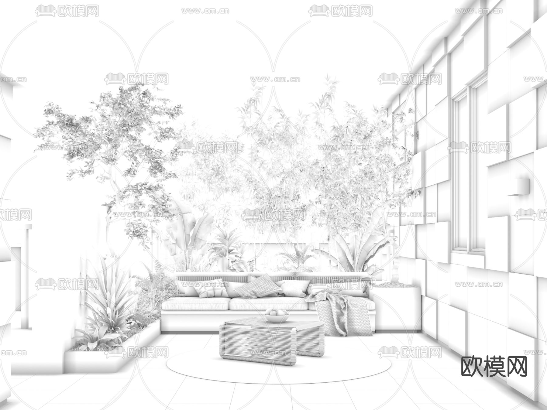 现代露台阳台3d模型下载（渲染图3）