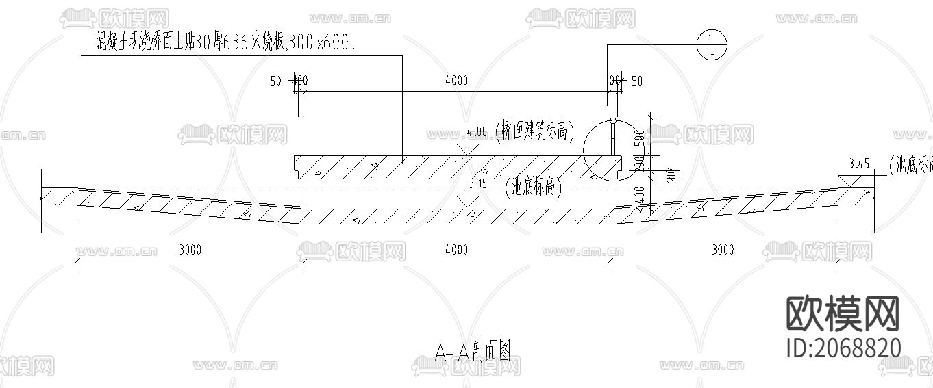 园桥方案CAD平面图下载（渲染图2）