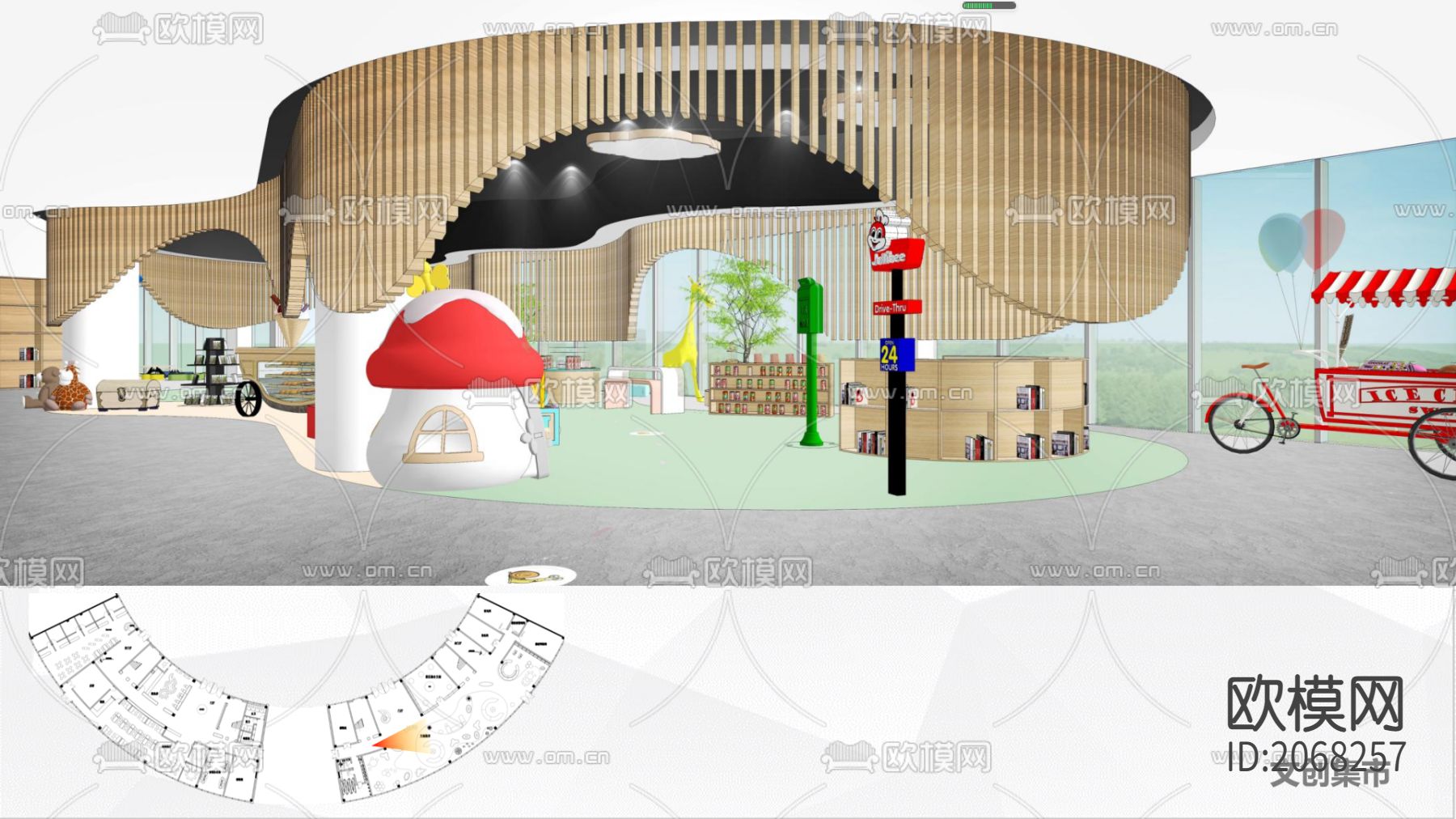 儿童乐园室内游乐场CAD施工图-免费3dmax模型库-欧模网