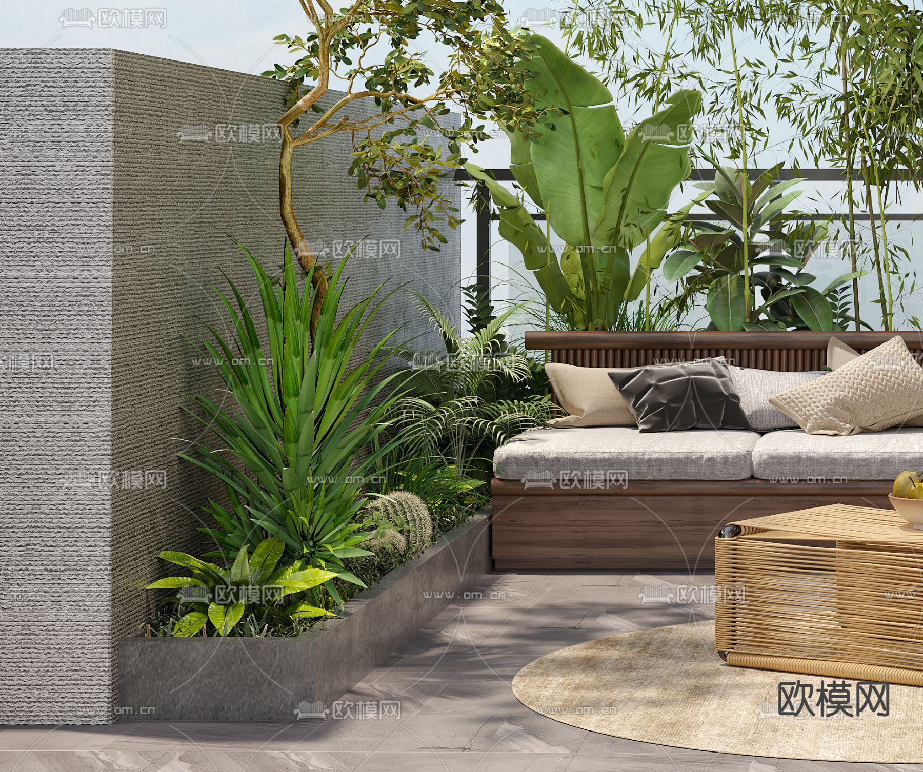 现代露台阳台3d模型下载（渲染图2）