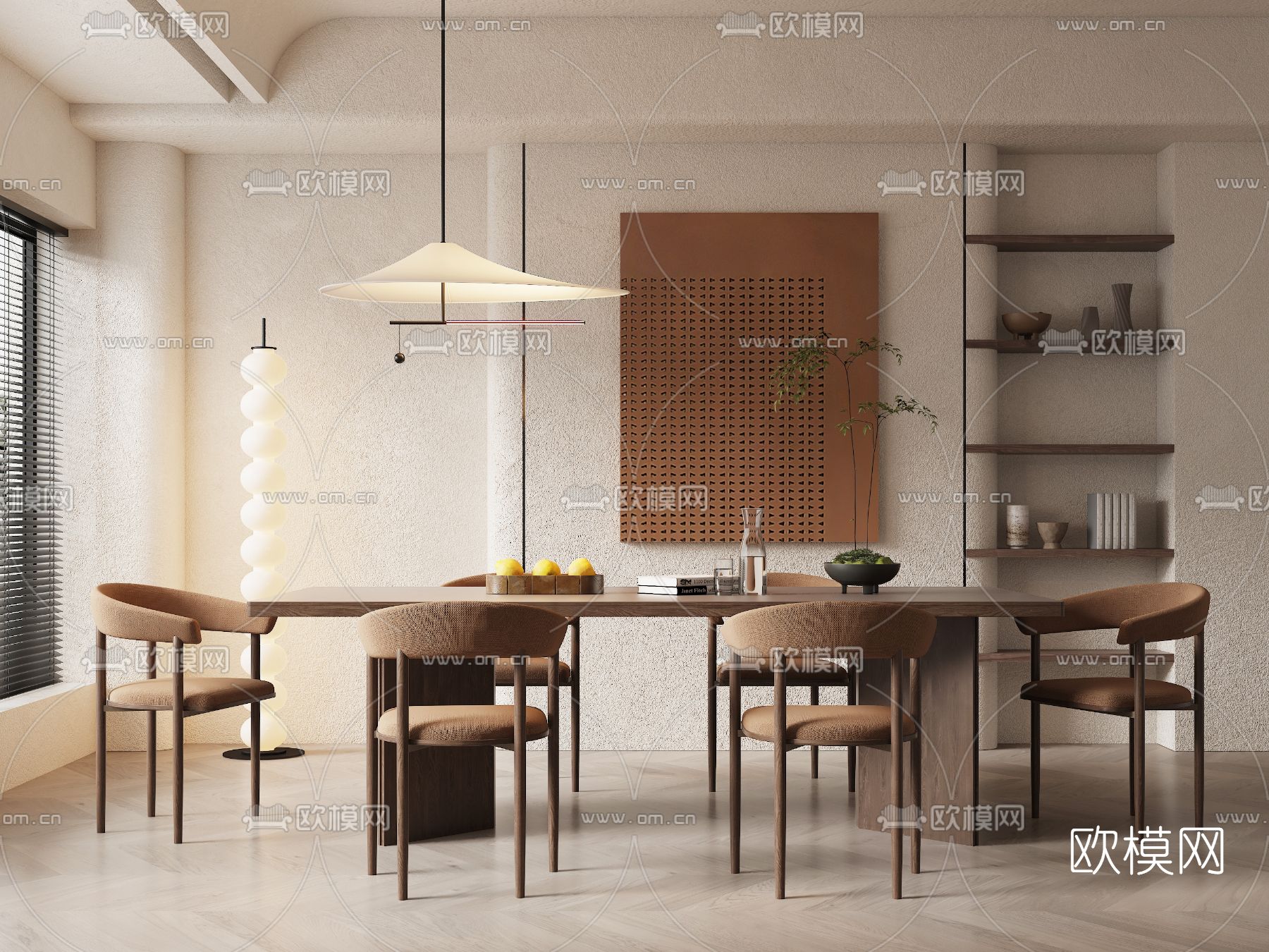 侘寂风餐厅3d模型下载