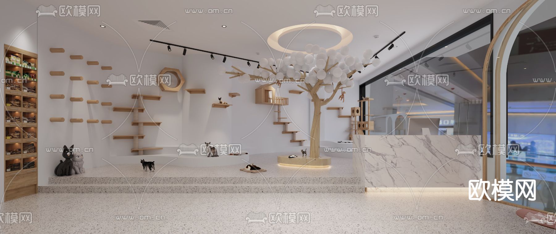 现代猫咖3d模型下载（渲染图1）