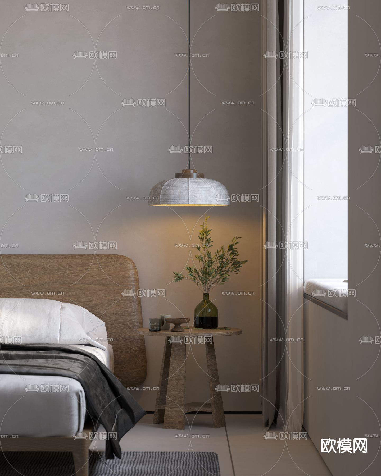 侘寂卧室3d模型下载（渲染图2）