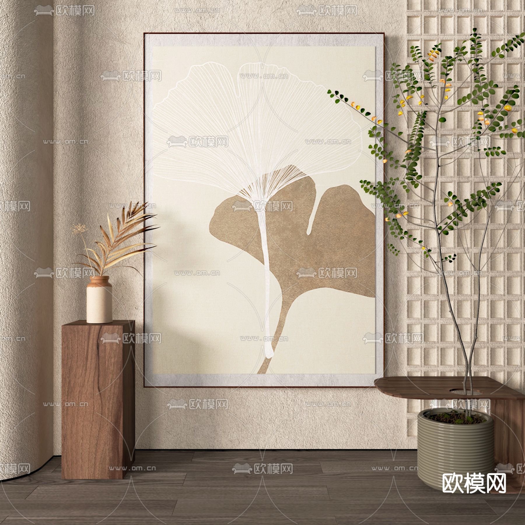 现代抽象装饰画3d模型下载