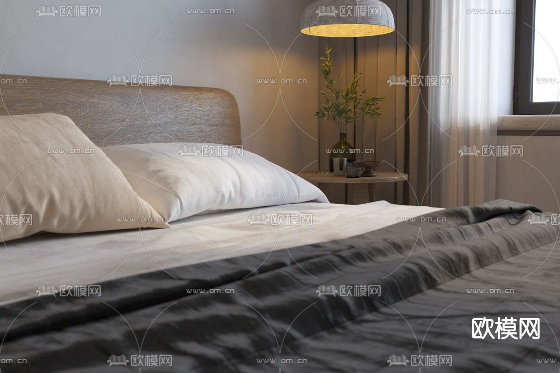 侘寂卧室3d模型下载（渲染图3）