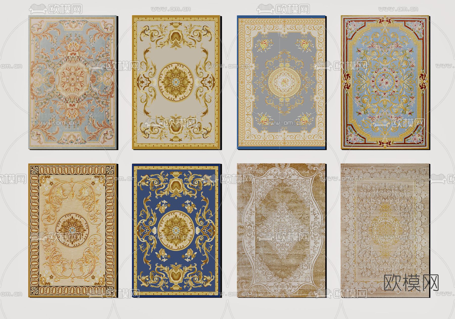 欧式布艺地毯3d模型下载