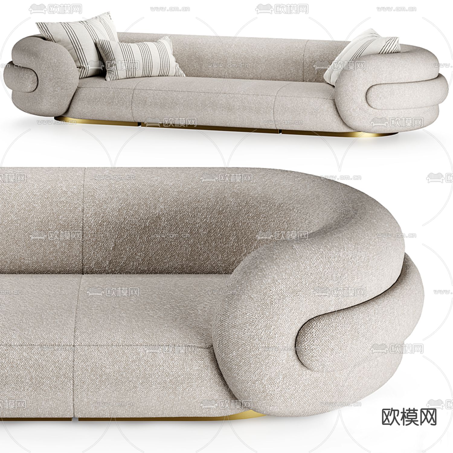 后现代布艺多人沙发3d模型下载（渲染图3）