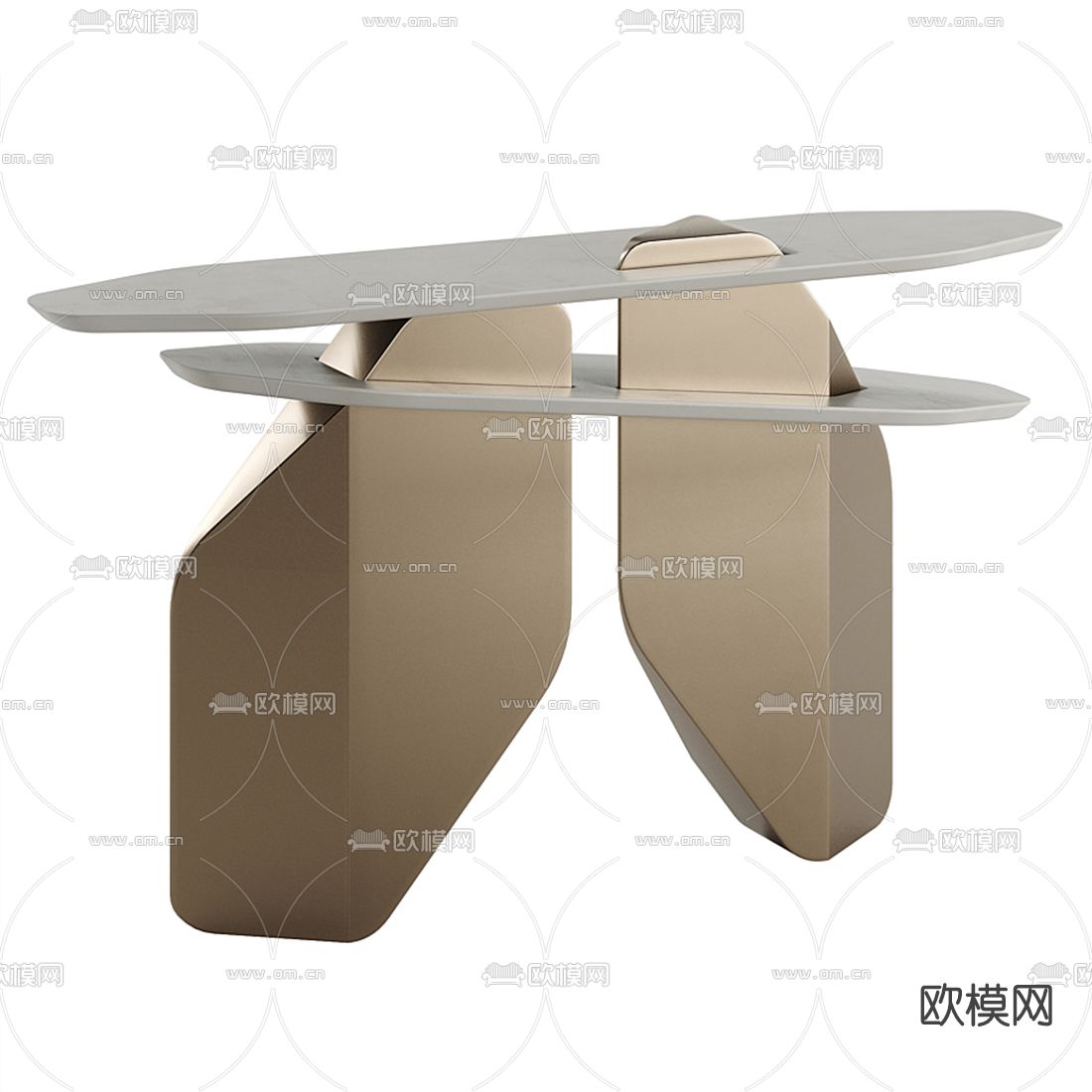 现代创意端景条案3d模型下载（渲染图2）