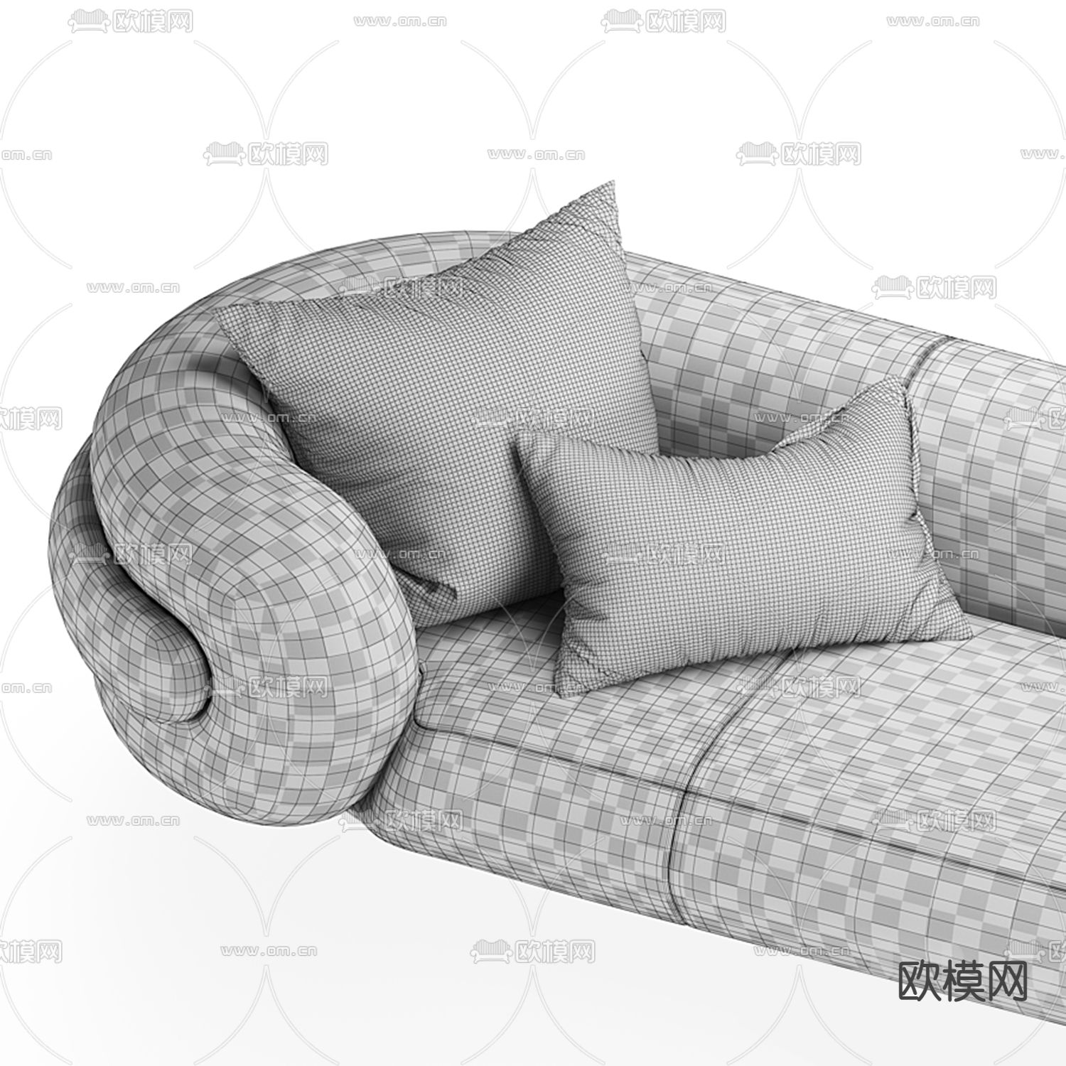 后现代布艺多人沙发3d模型下载（渲染图2）