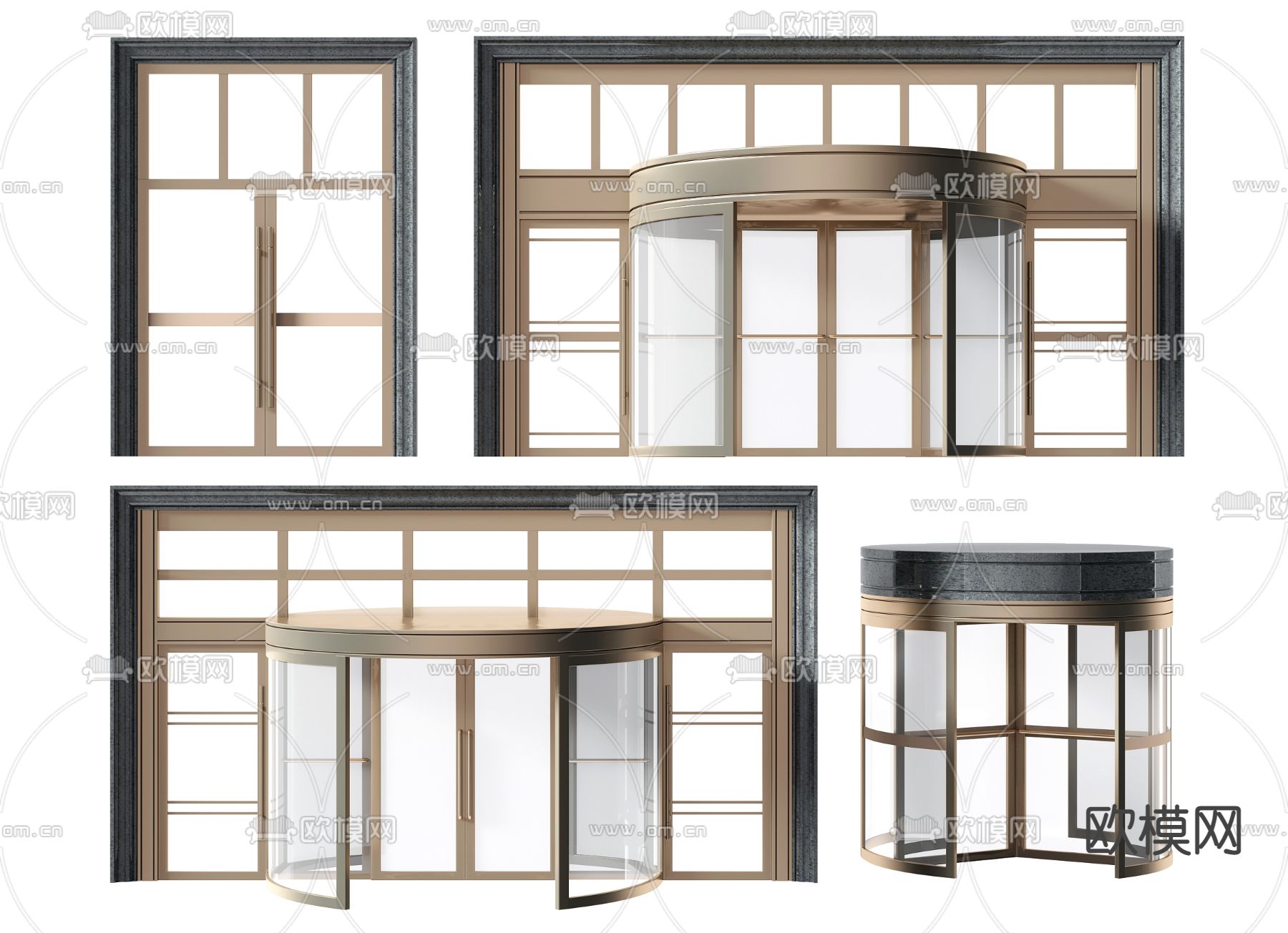 现代酒店旋转门3d模型下载