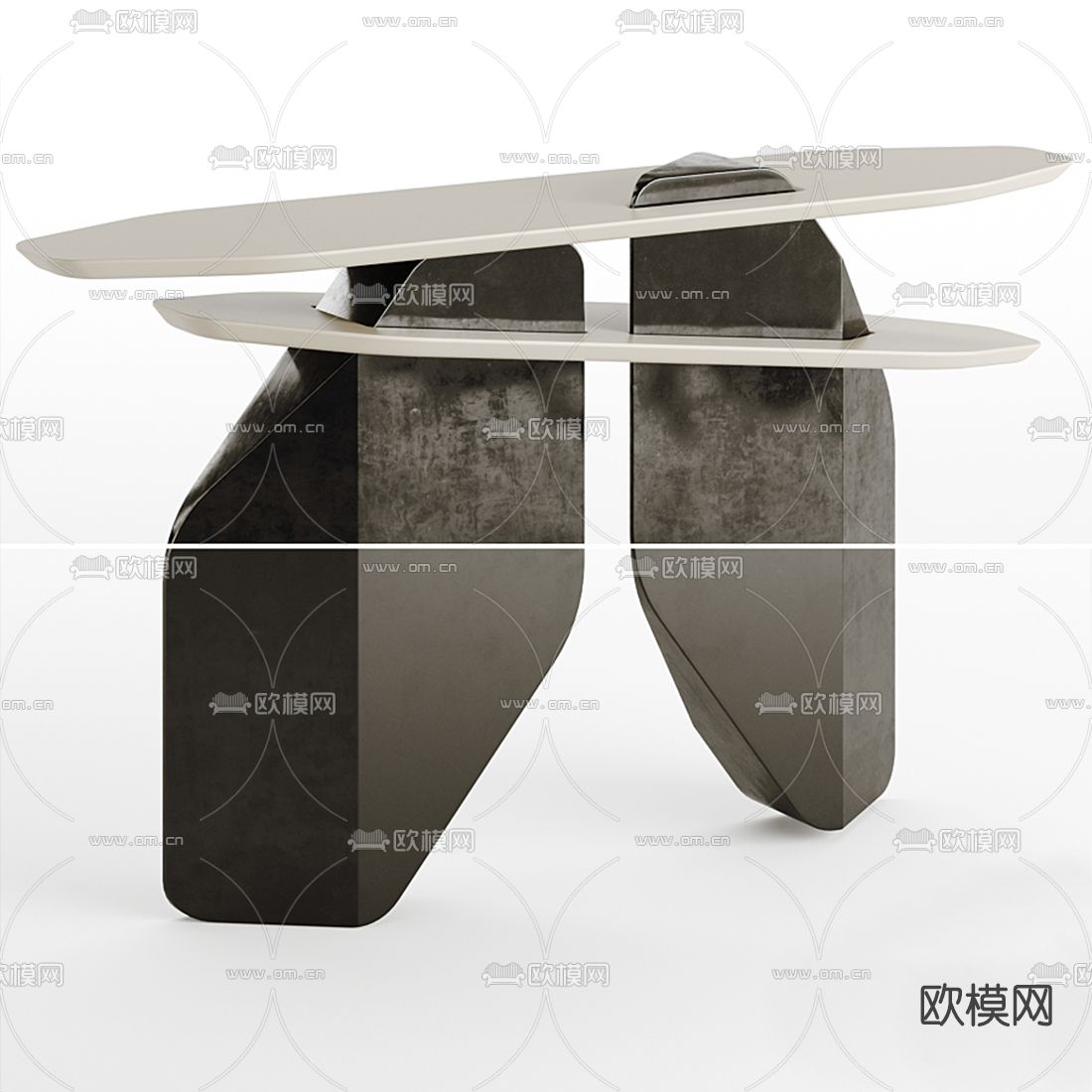 现代创意端景条案3d模型下载（渲染图4）