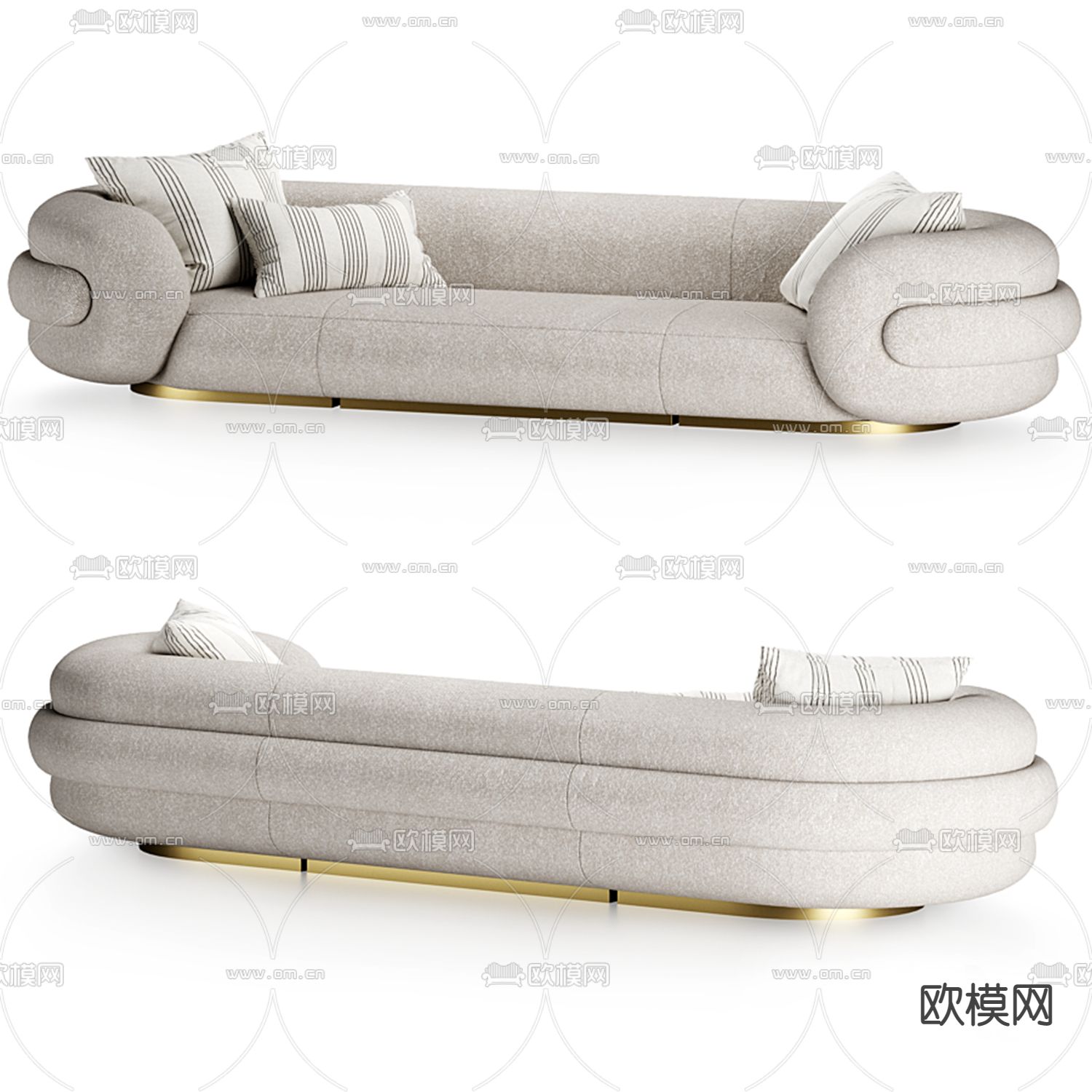 后现代布艺多人沙发3d模型下载（渲染图1）