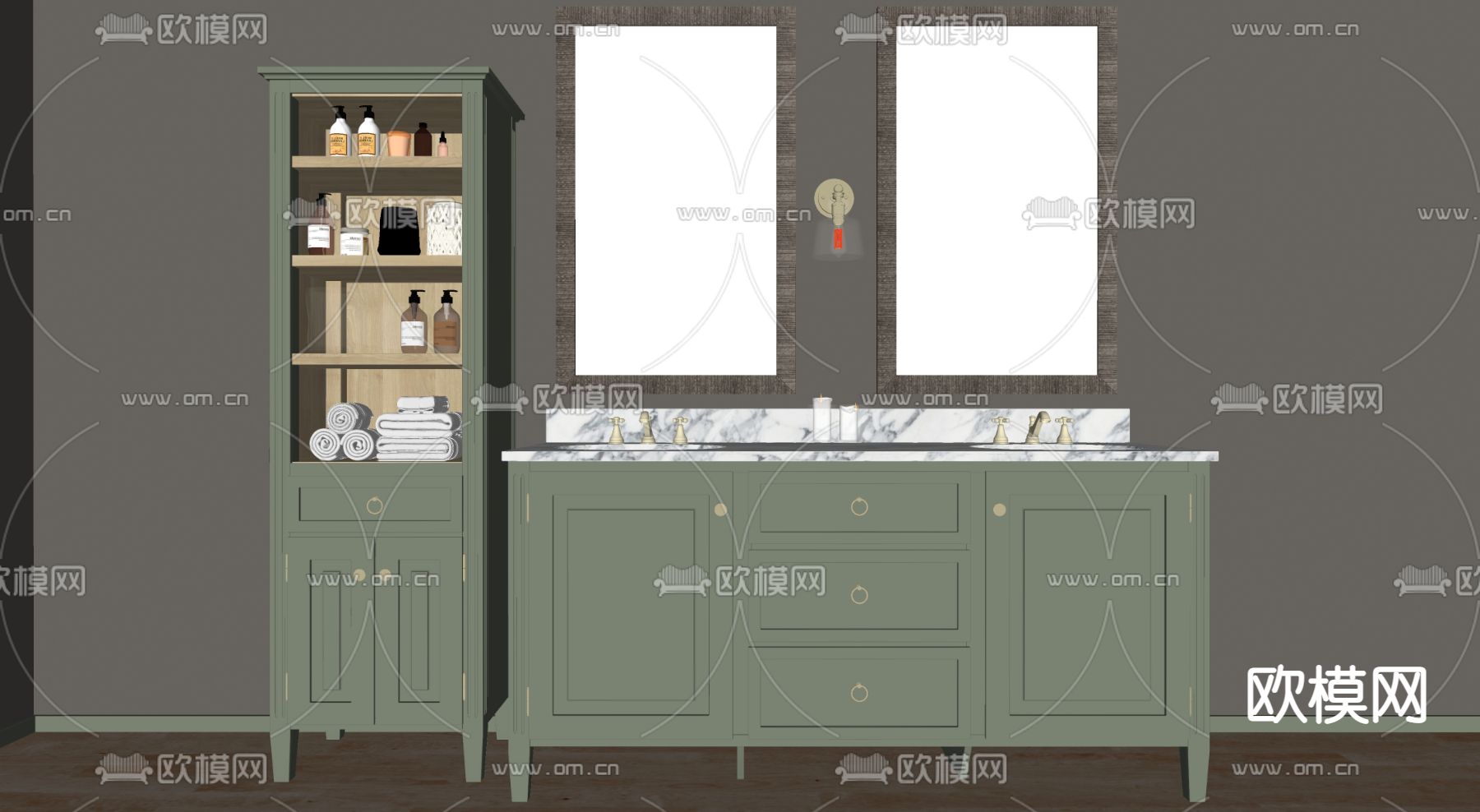 简欧浴室柜su模型下载（渲染图2）