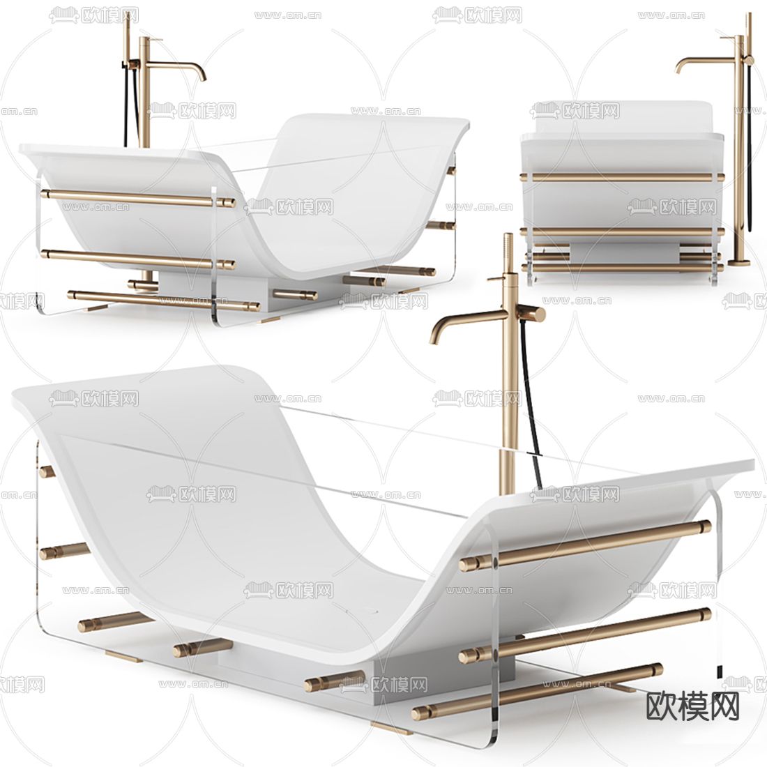现代轻奢浴缸3d模型