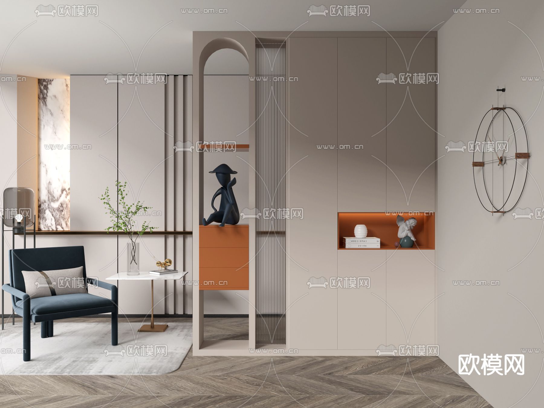 现代玄关鞋柜su模型下载