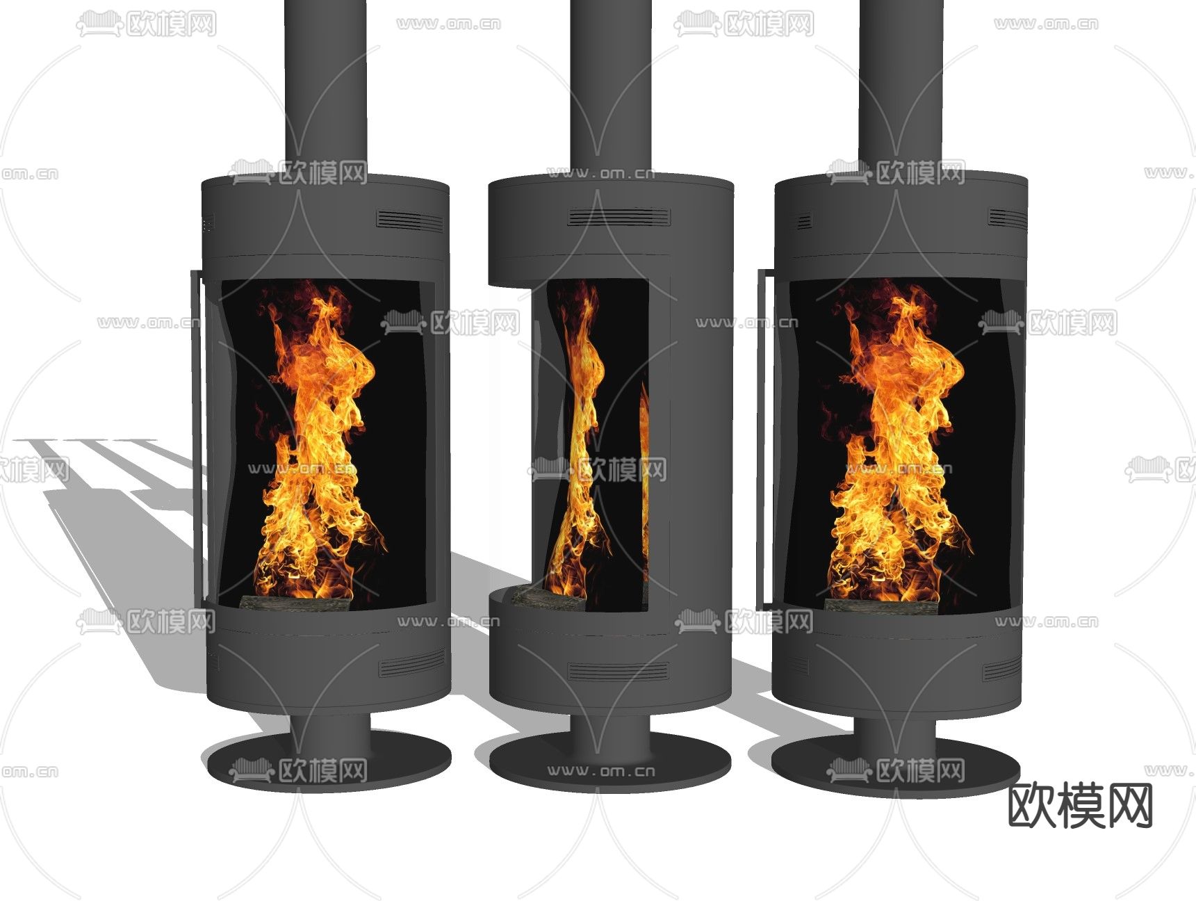 现代壁炉su模型下载