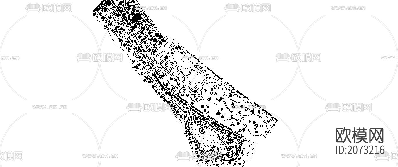 某公园绿化总CAD平面图下载（渲染图1）