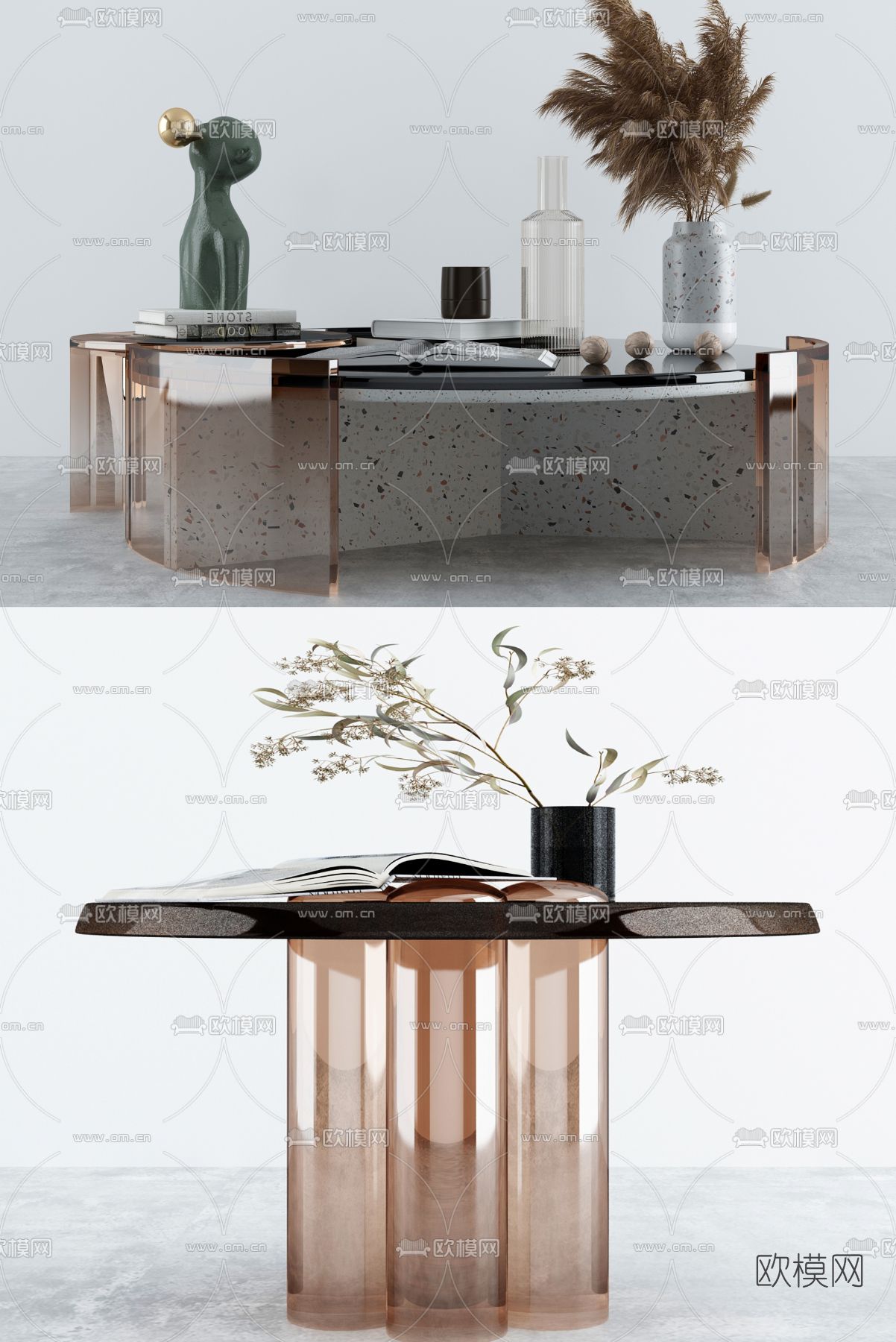 现代亚克力透明茶几3d模型下载