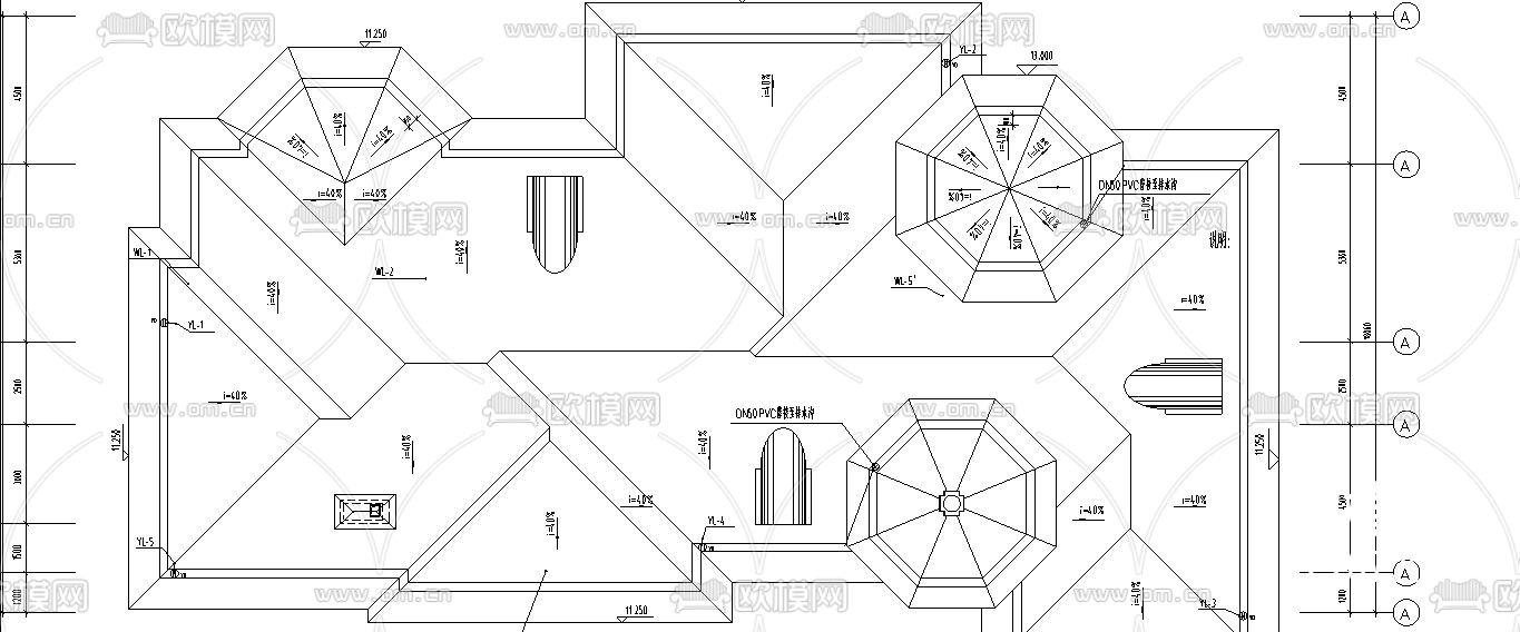 别墅给排水CAD平面图下载（渲染图4）