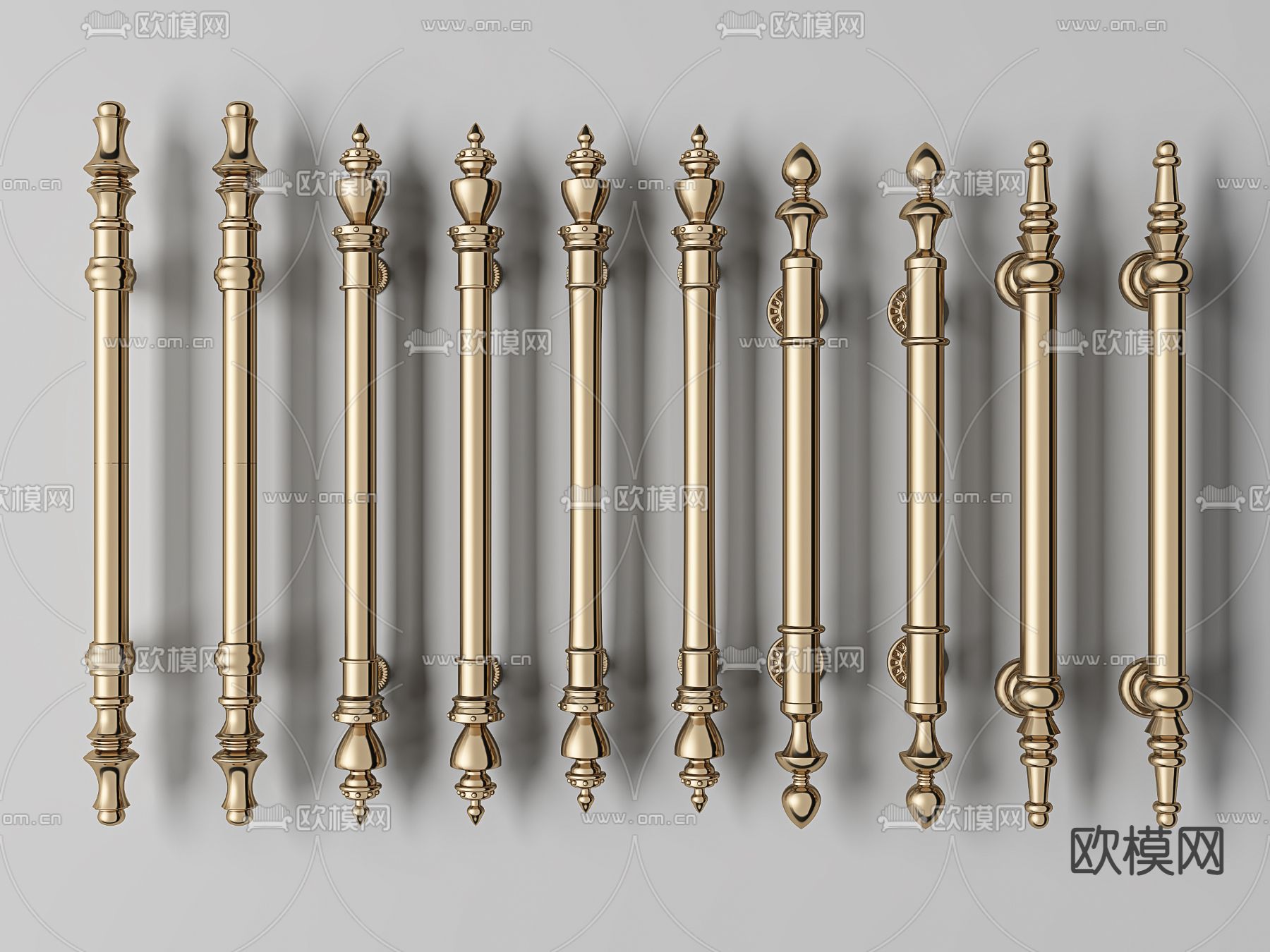 欧式金属拉手门把手3d模型下载