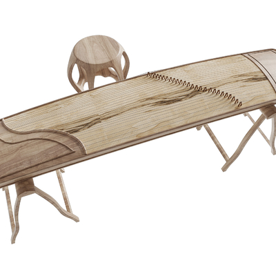  新中式古筝su模型 