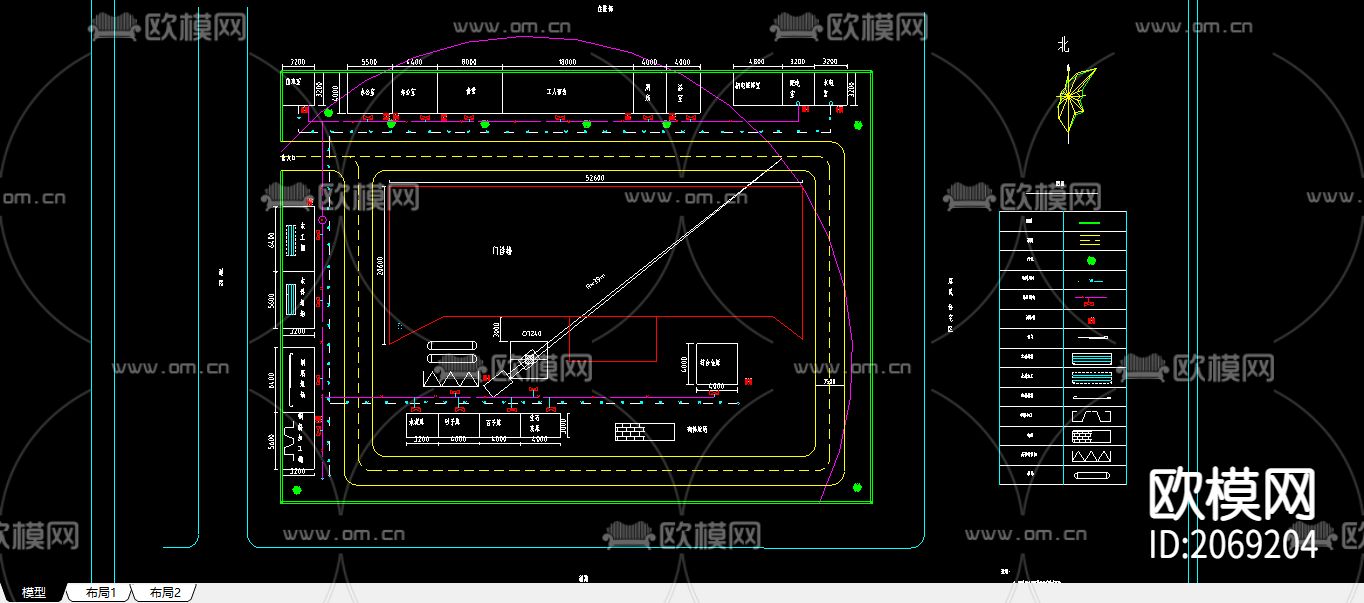 毕业设计组织CAD施工图下载（渲染图2）