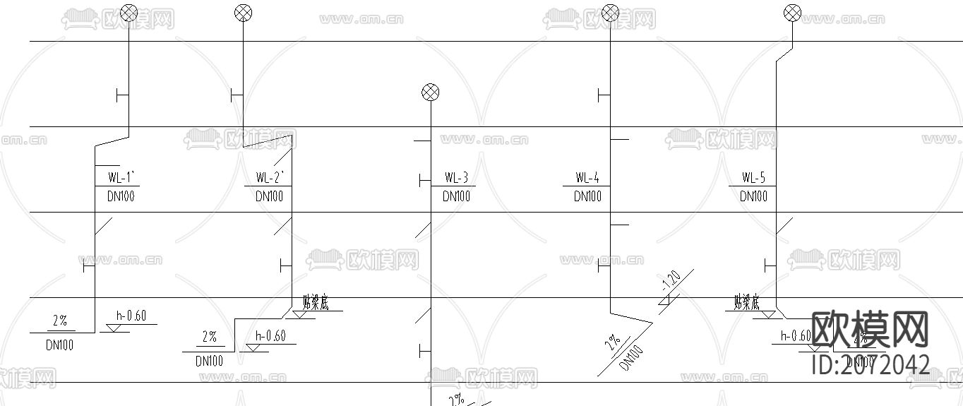 别墅给排水CAD平面图下载（渲染图3）