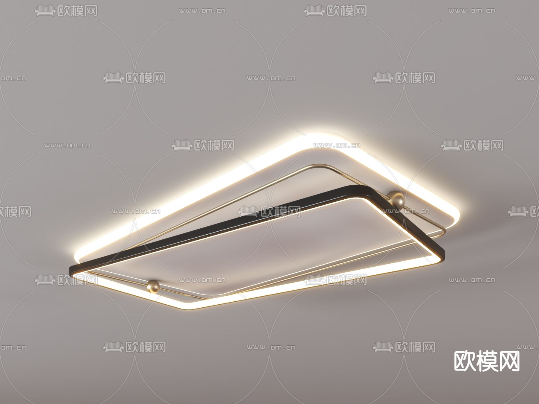 现代轻奢吸顶灯3d模型下载（渲染图4）