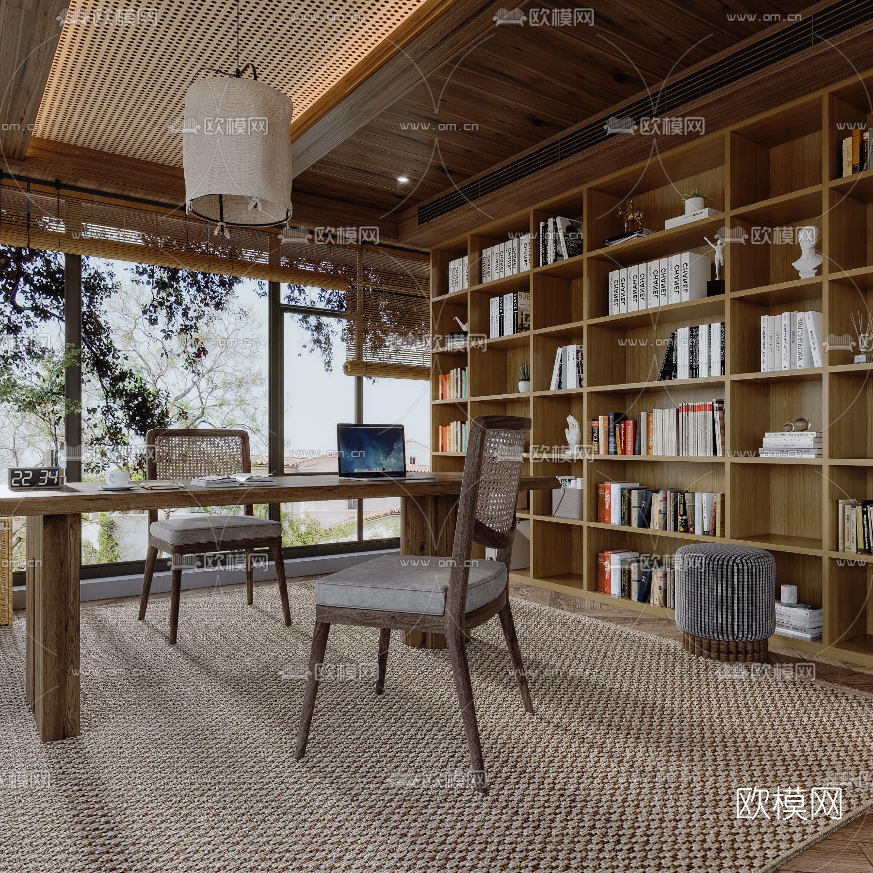 自然风书房阳光房3d模型下载（渲染图3）