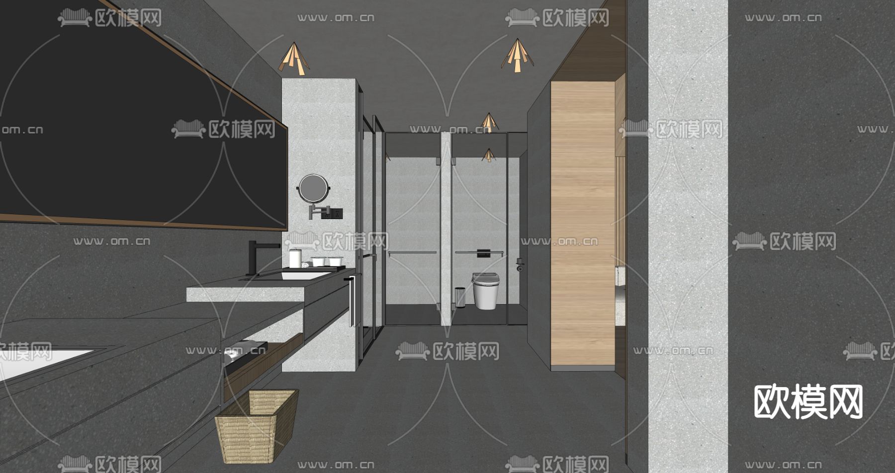 现代民宿酒店卫生间su模型下载（渲染图4）