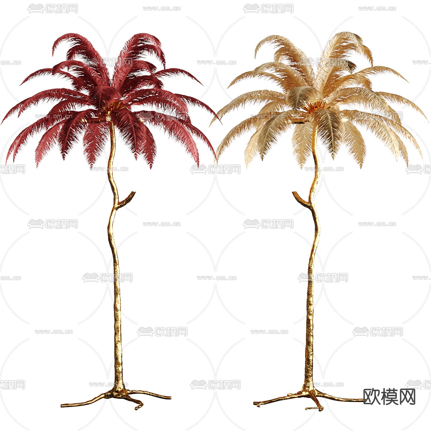 现代羽毛落地灯su模型下载（渲染图1）