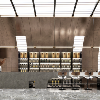  现代酒吧水吧台su模型 