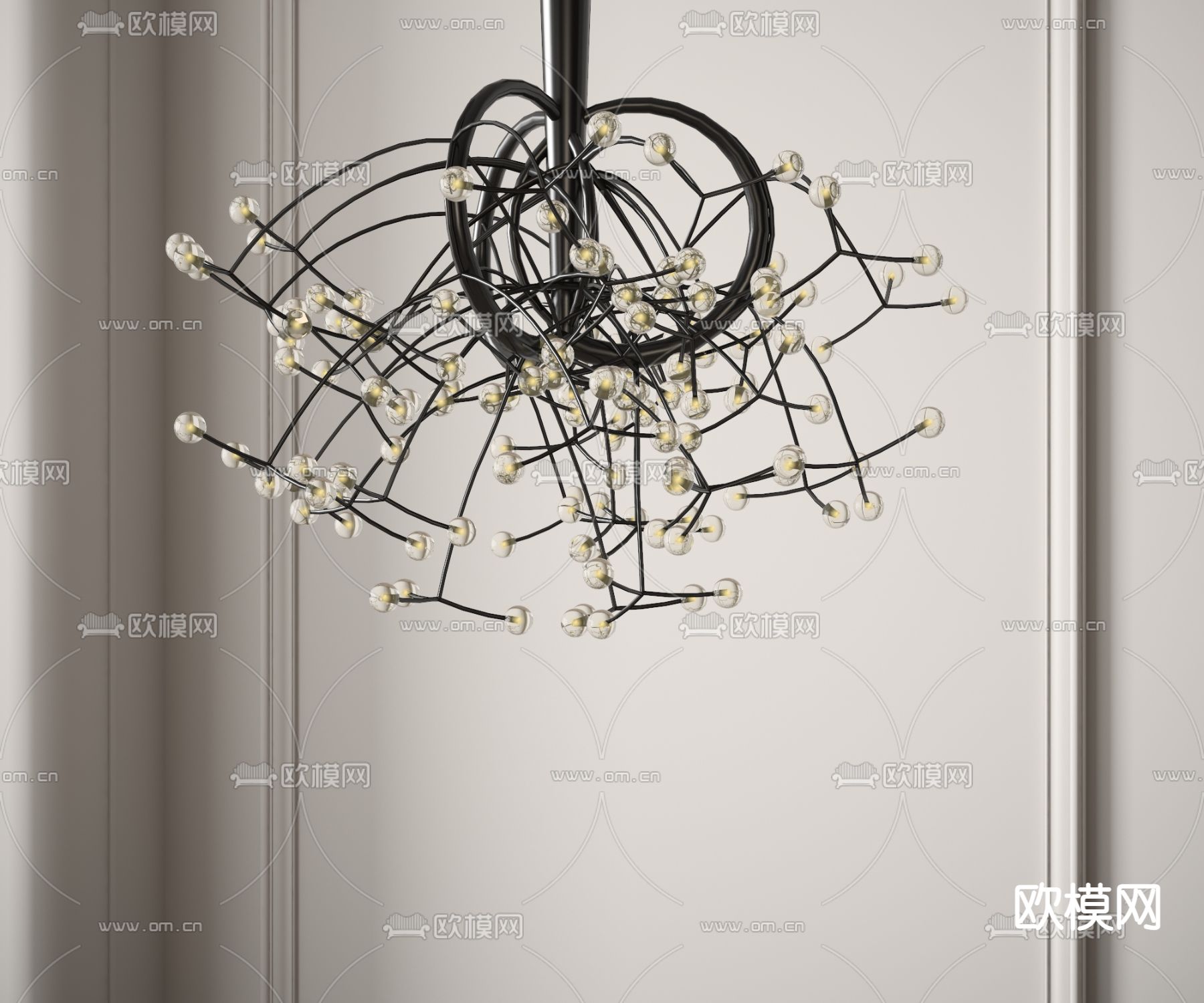 工业风铁艺吊灯3d模型下载