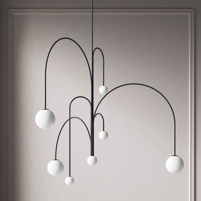  现代艺术装饰吊灯su模型 