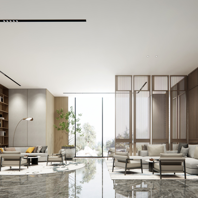  现代售楼处接待休息区su模型 