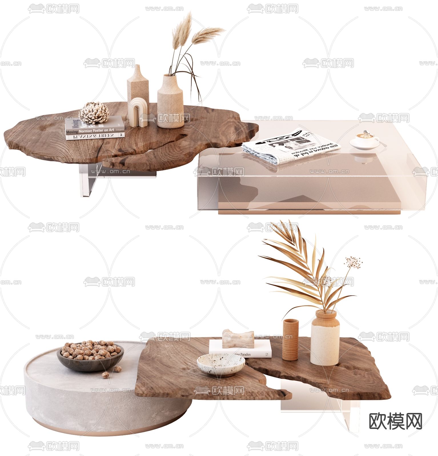 侘寂子母茶几3d模型下载