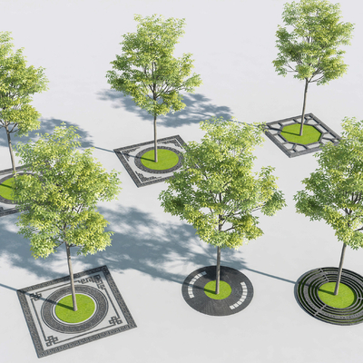  现代景观树池su模型 