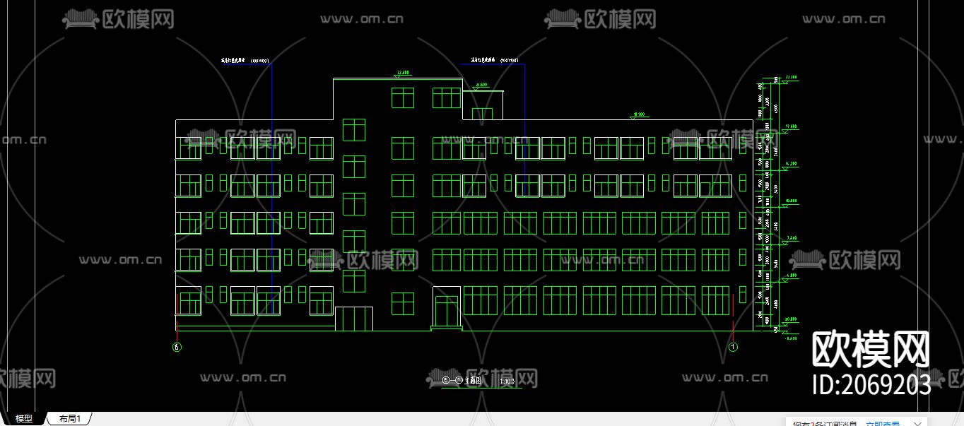 毕业设计建筑CAD施工图下载（渲染图1）