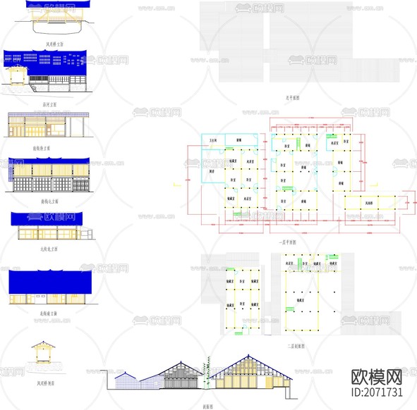 清穿斗结构民居平立剖CADA施工图下载