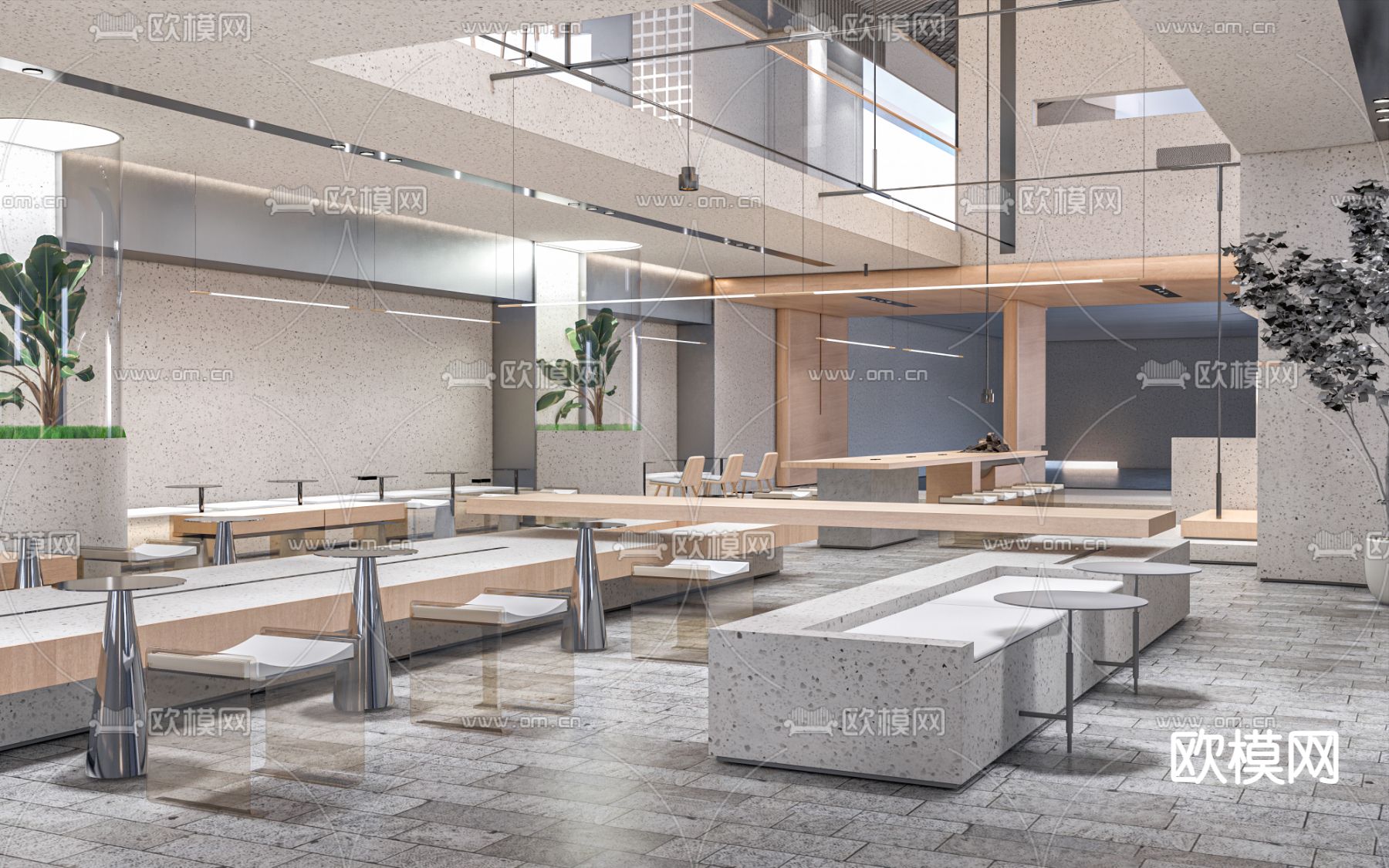 现代咖啡厅su模型下载（渲染图1）