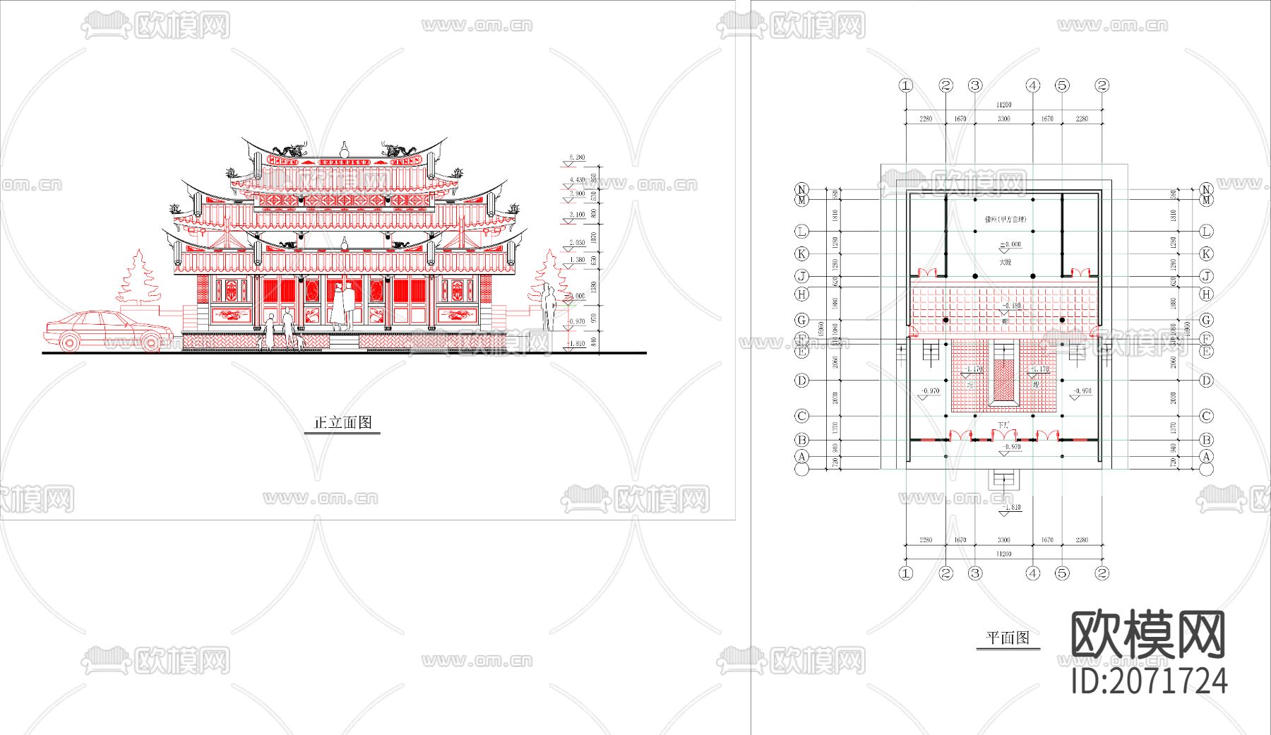 闽南古建筑CAD平立面施工图下载