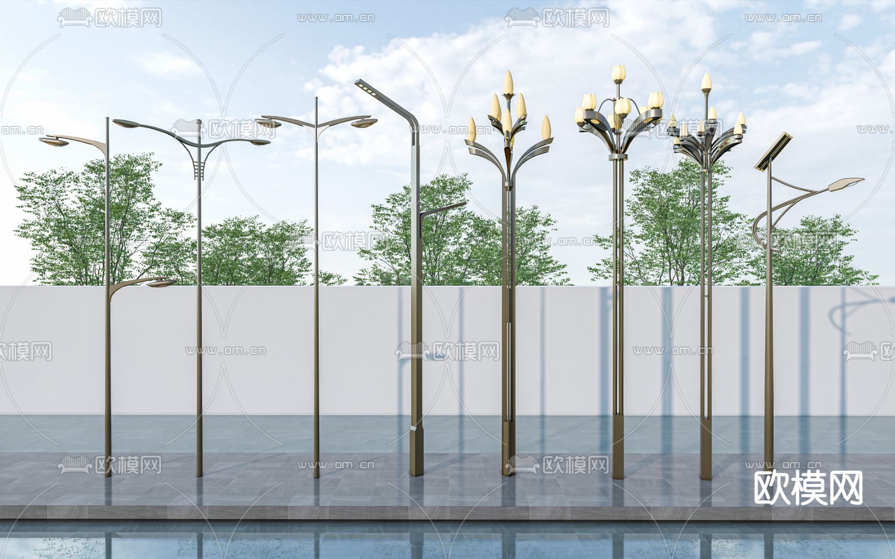 现代玉兰灯su模型下载（渲染图1）