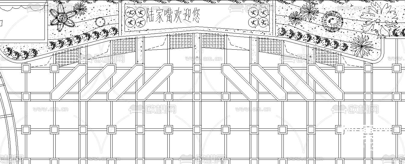 某住宅区广场绿化CAD施工图下载（渲染图2）