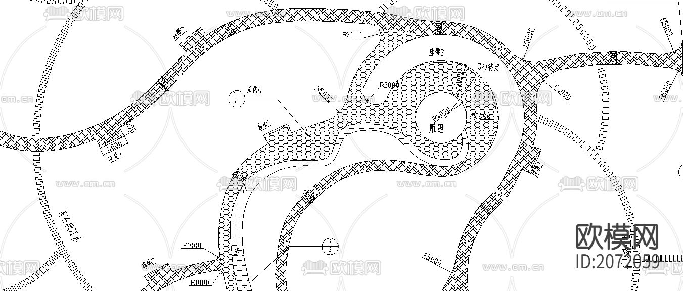 郑飞公园施工CAD总平面图下载（渲染图2）