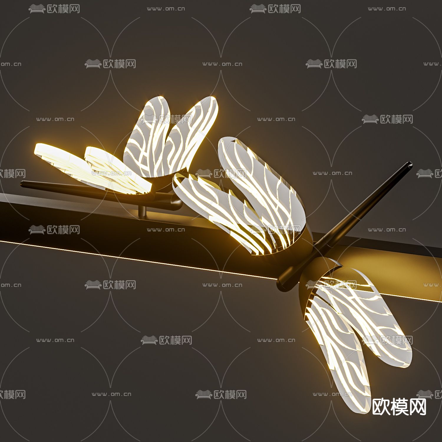 新中式金属吊灯su模型下载（渲染图2）